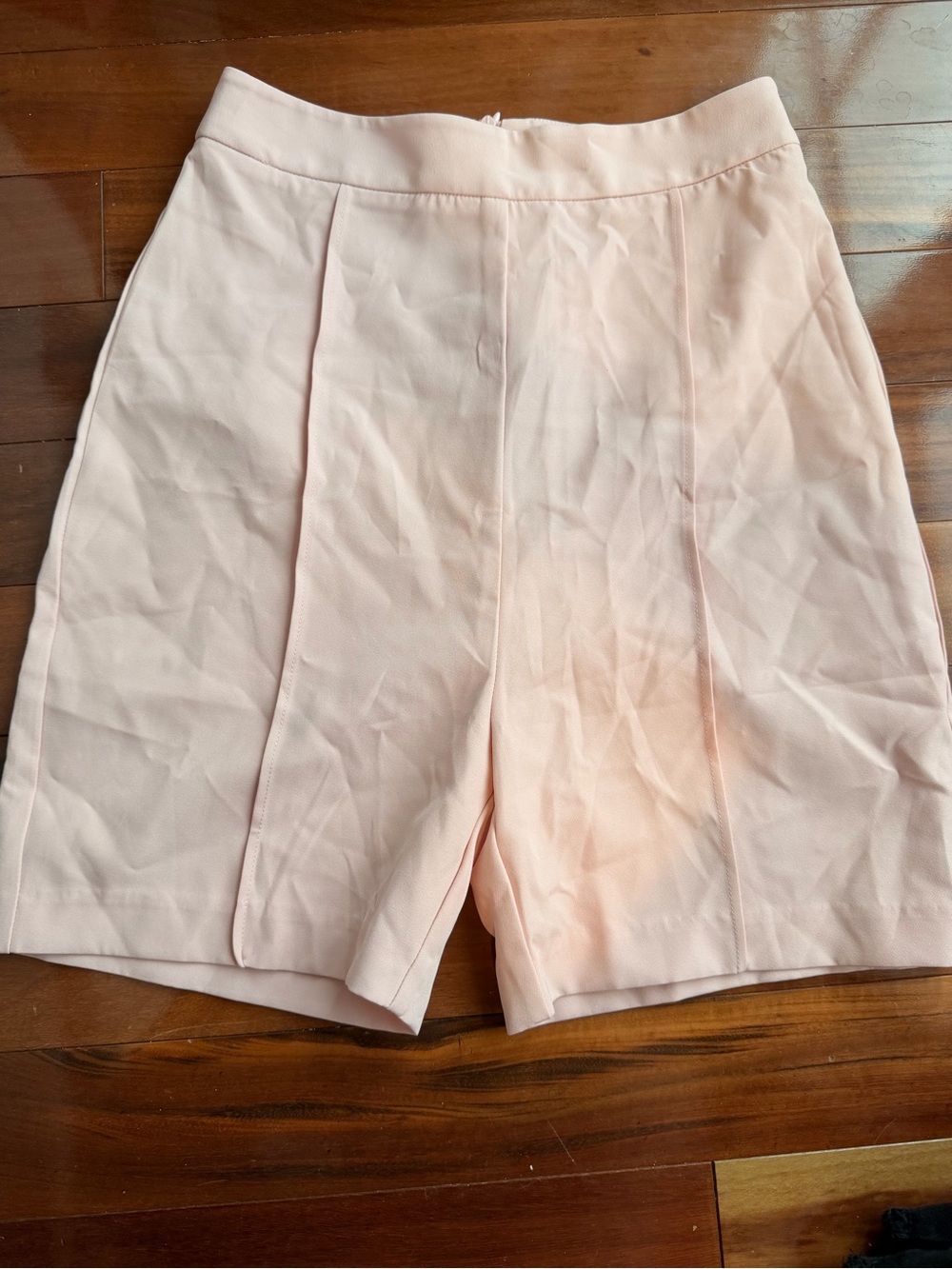 Women's Light Blush Pink High-Waist Trouser Dress Shorts Medium w zipper